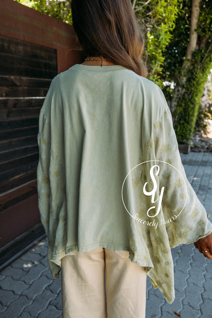 Peace Floral Top - Sage