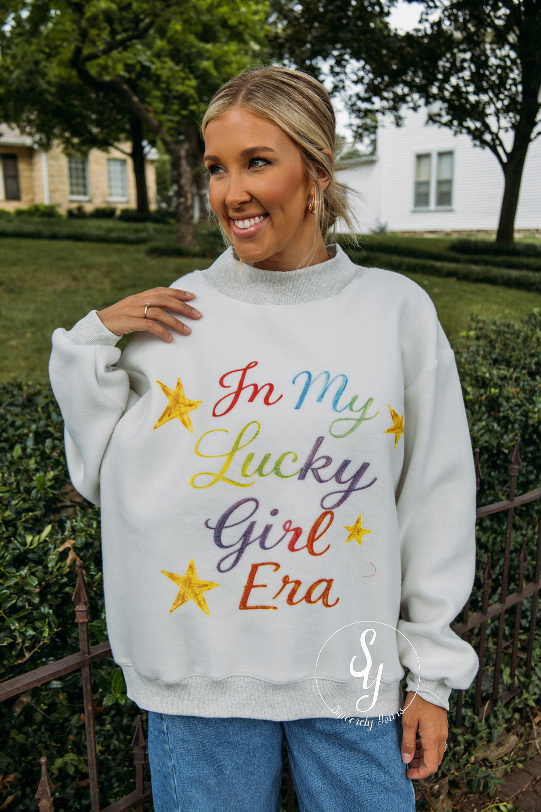 Lucky Girl Era Reversible Mock Neck - Ash Grey