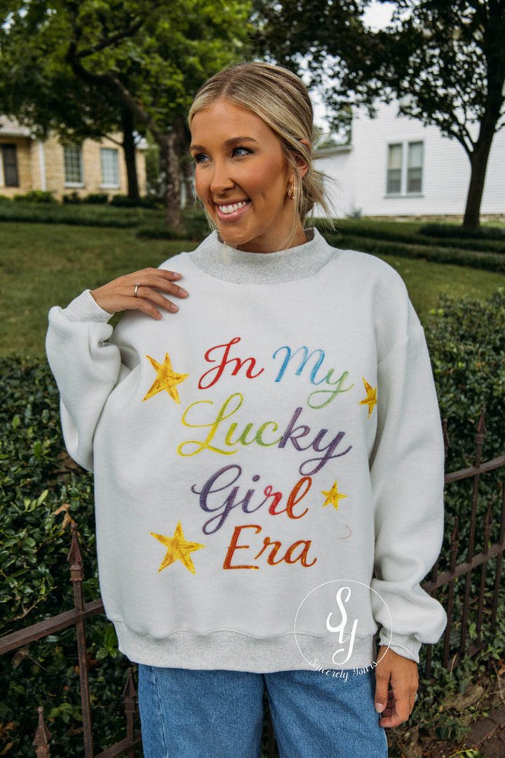 Lucky Girl Era Reversible Mock Neck - Ash Grey