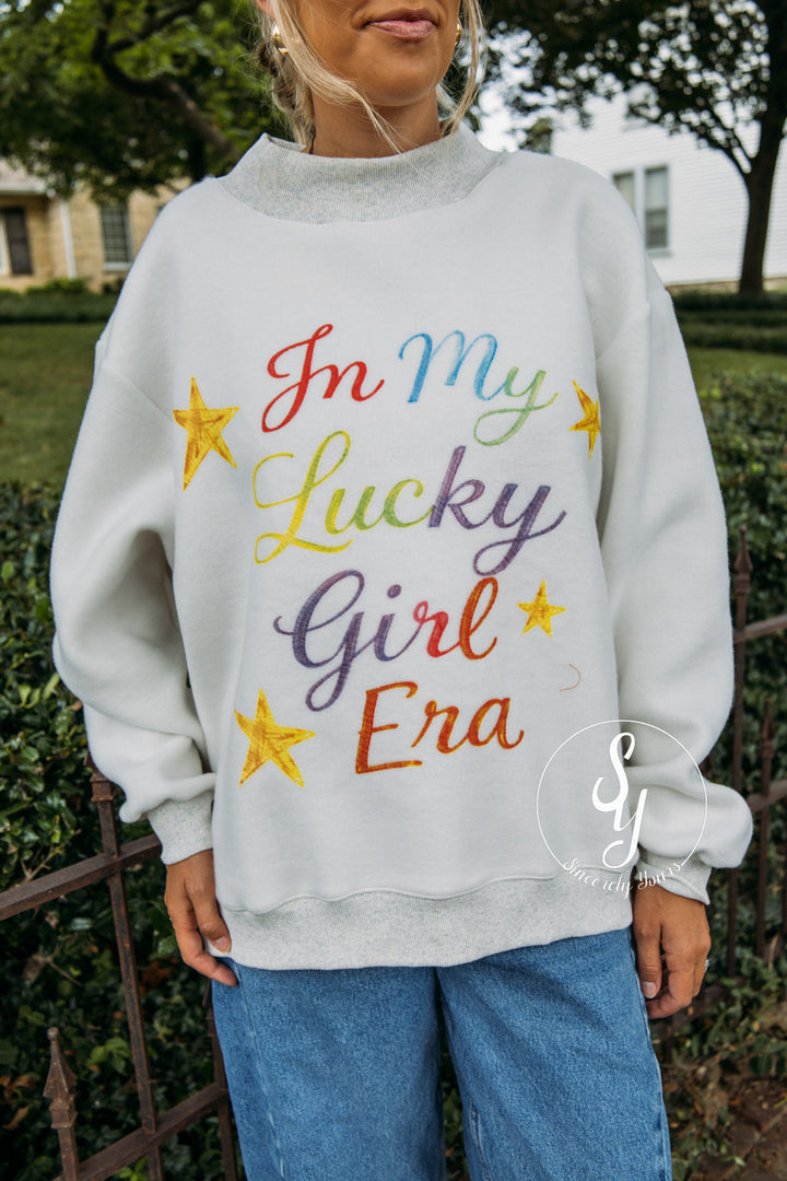 Lucky Girl Era Reversible Mock Neck - Ash Grey