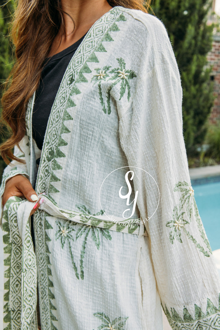 Palm Breeze Kimono - Natural