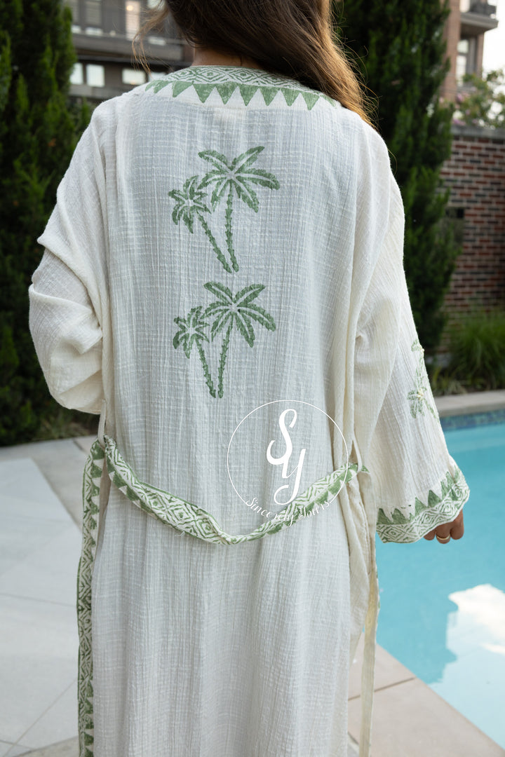 Palm Breeze Kimono - Natural