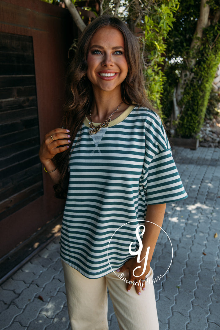 Jolene Stripe Top - Green Multi