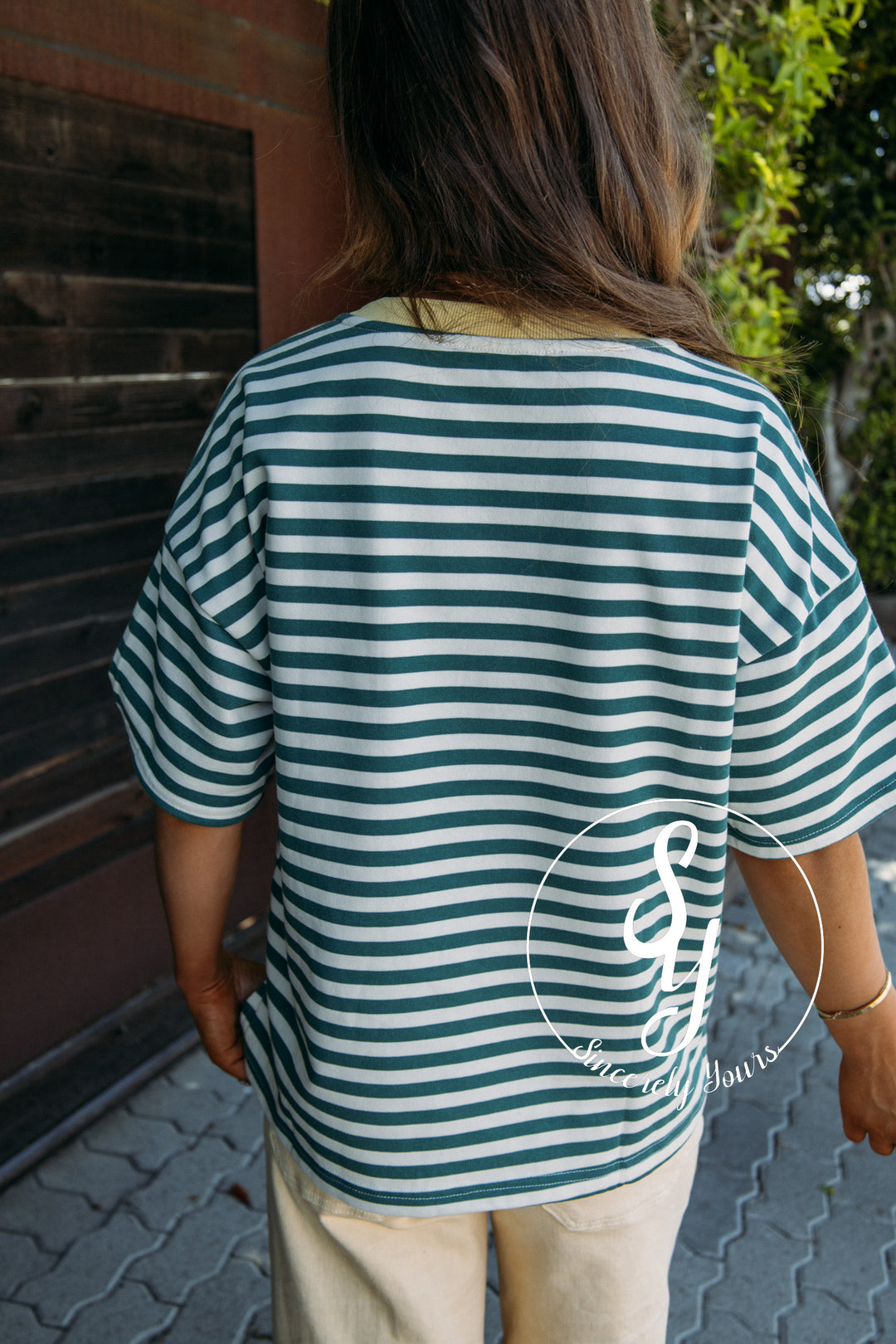 Jolene Stripe Top - Green Multi