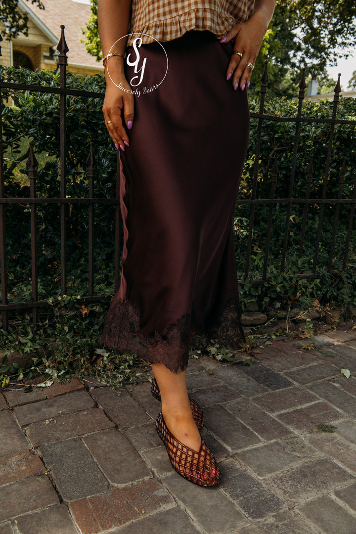 Silky Love Skirt - Mocha Brown