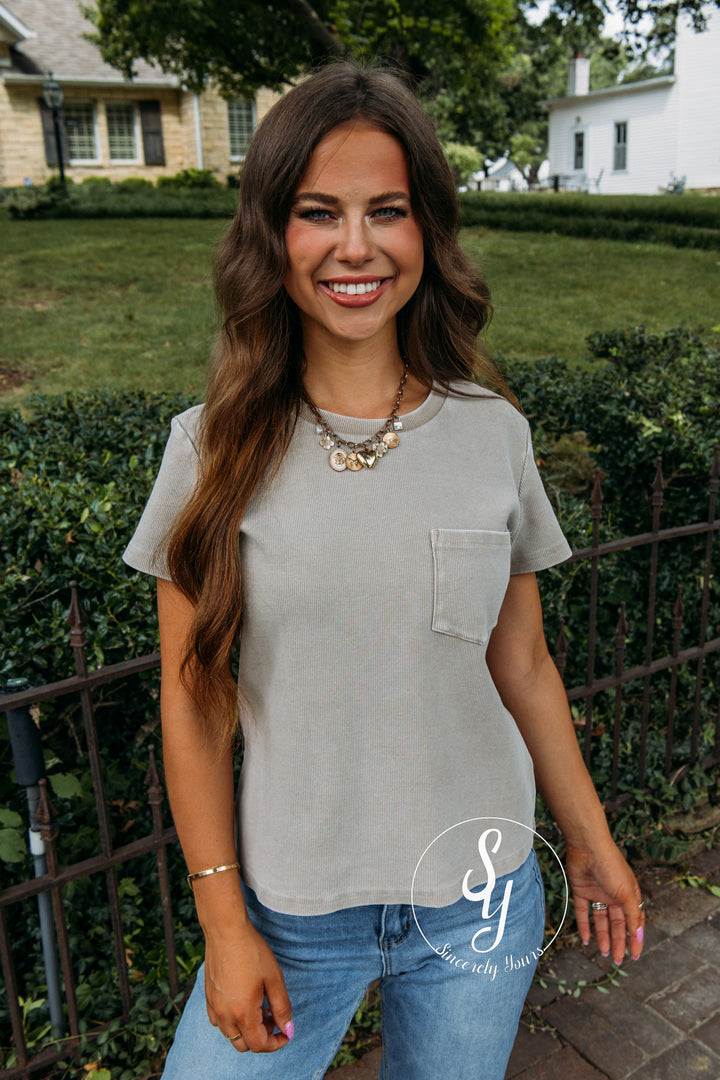 Ribbed Love Top - Taupe