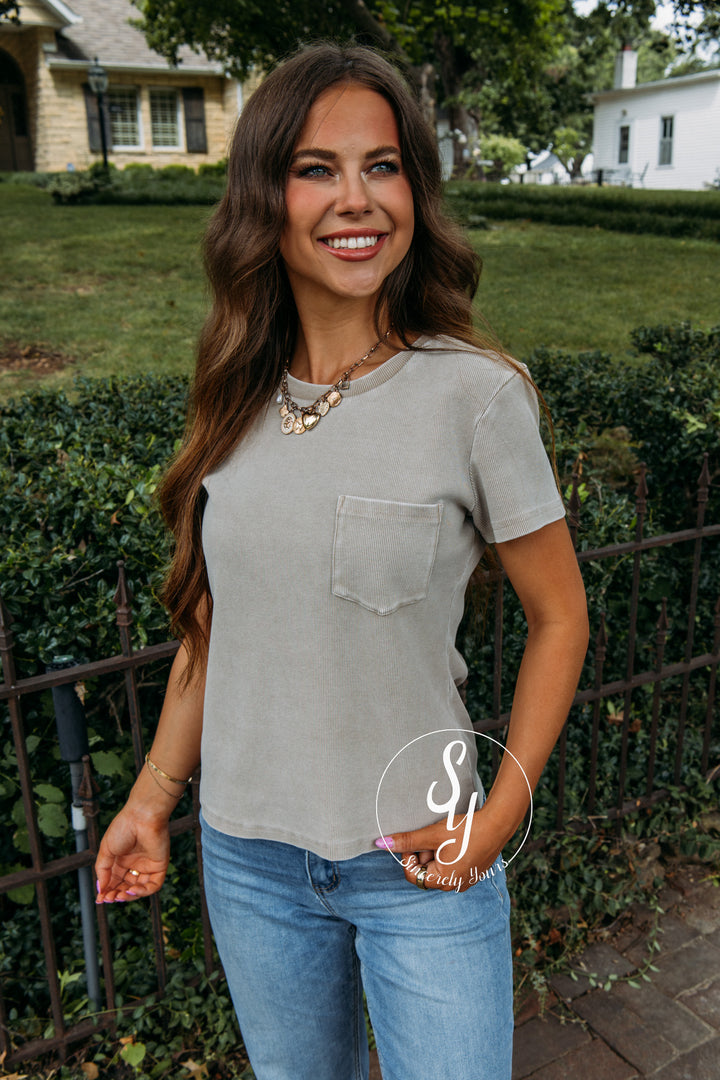 Ribbed Love Top - Taupe