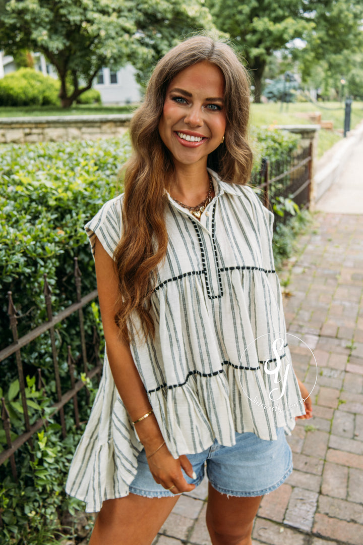 Golden Coast Top - Grey Multi