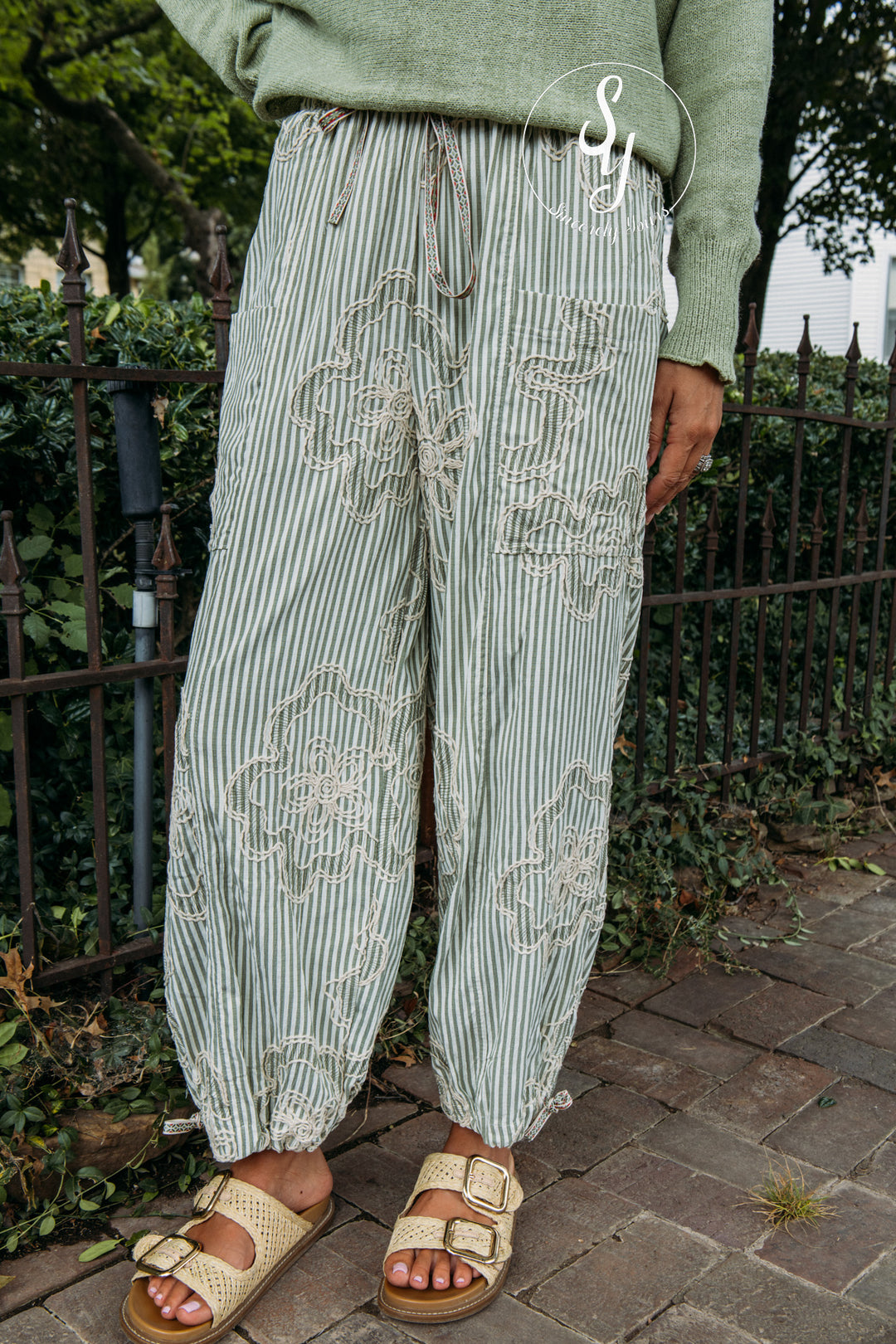 Secret Stripe Pants - Sage