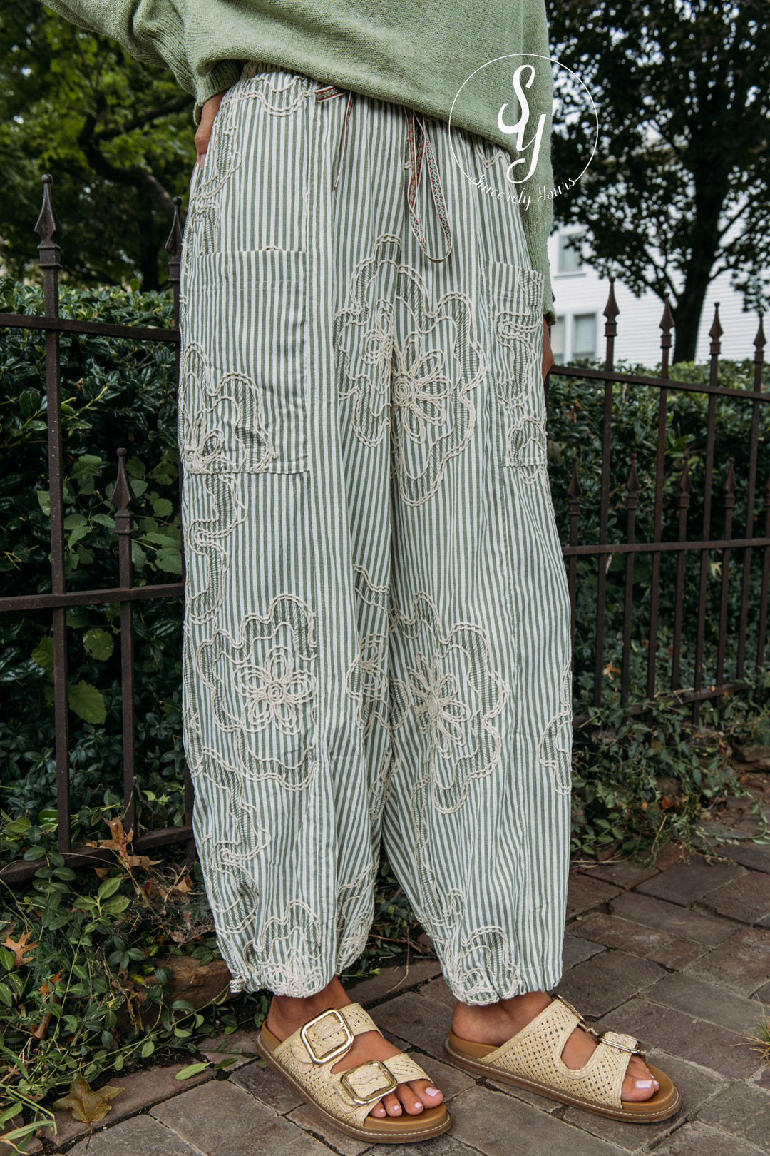 Secret Stripe Pants - Sage