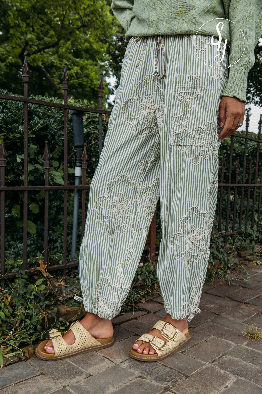 Secret Stripe Pants - Sage