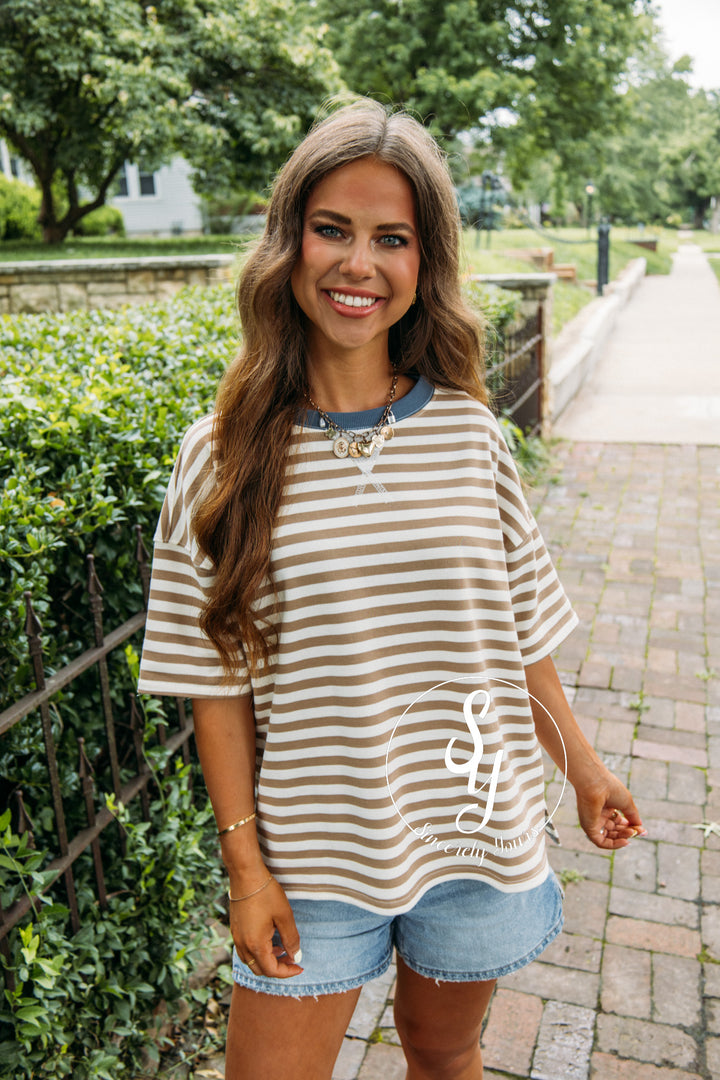 Harbor Stripe Top - Tan Multi