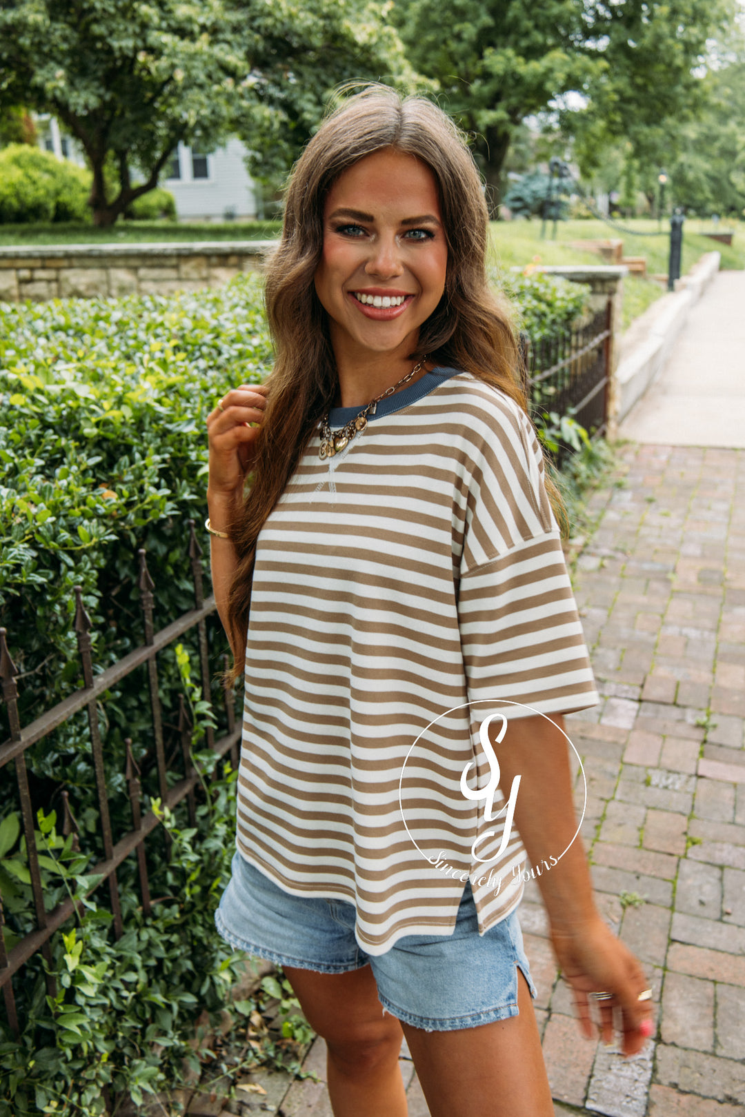 Harbor Stripe Top - Tan Multi