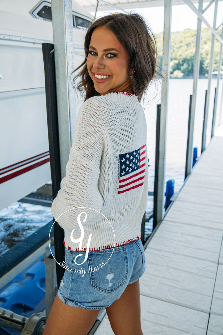 Follow Me Flag Cardigan - Ivory