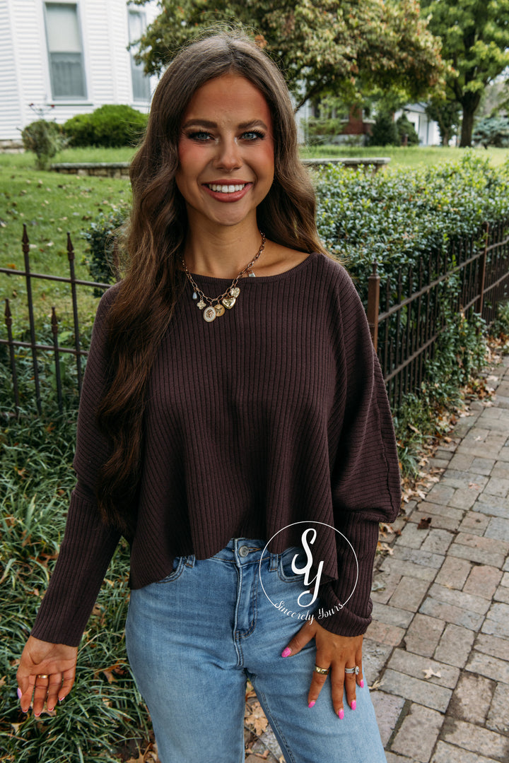 Falling For Comfort Sweater - Brown