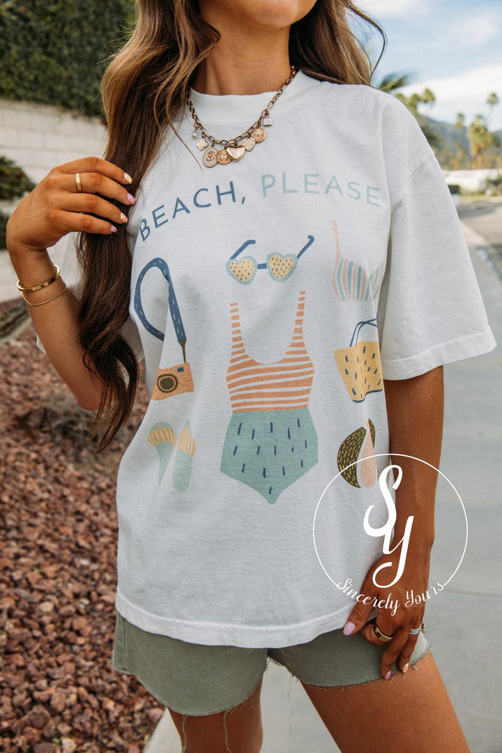 Beach Please Graphic Tee - Off White