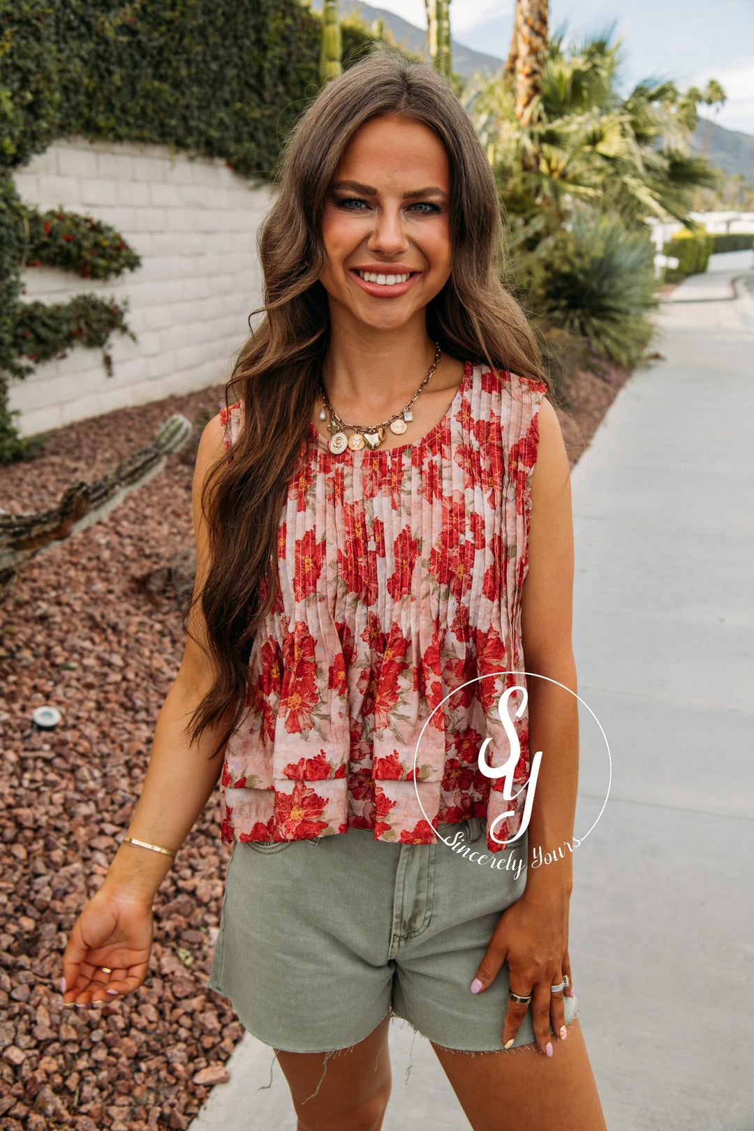 Floral Statement Tank - Pink Multi