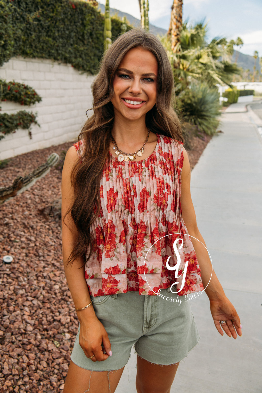 Floral Statement Tank - Pink Multi