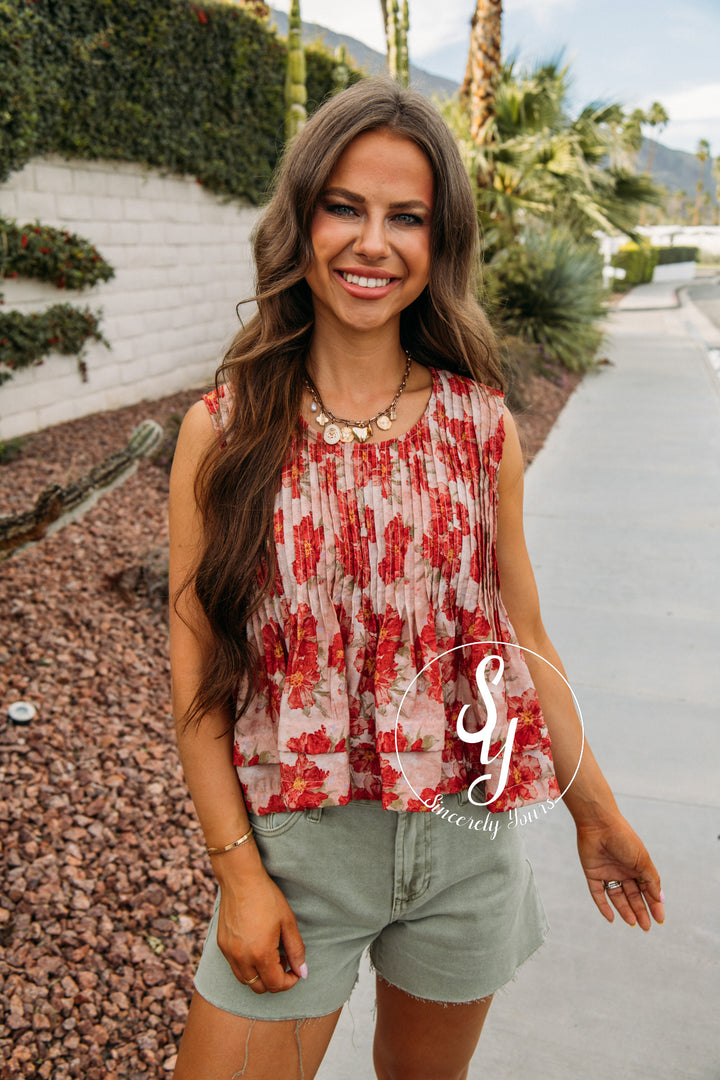 Floral Statement Tank - Pink Multi
