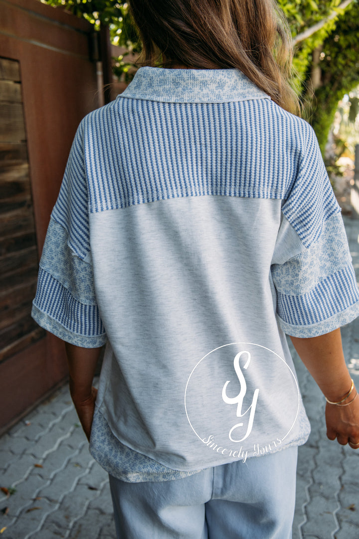 All Cozy Floral Top - H Grey