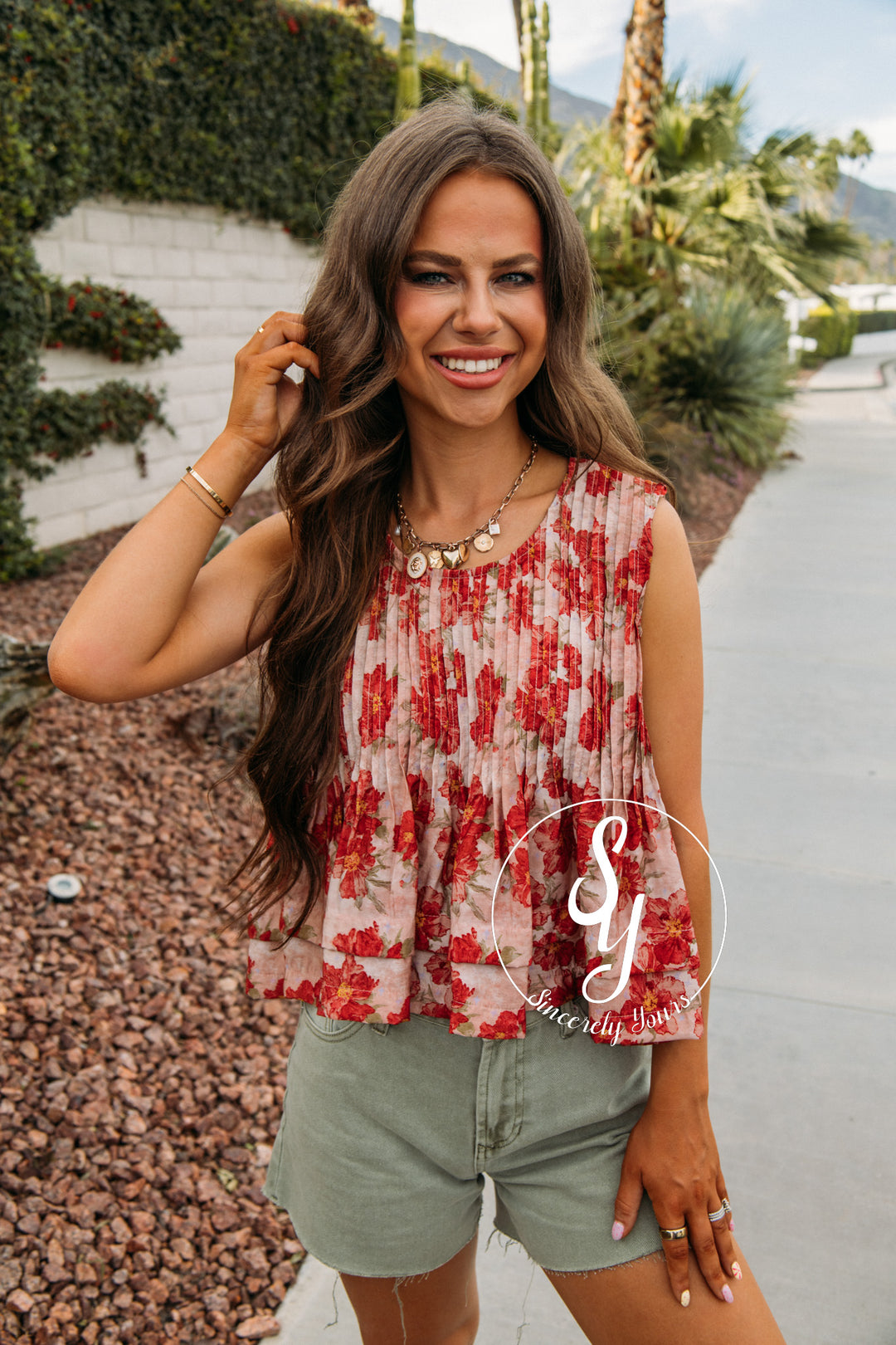 Floral Statement Tank - Pink Multi