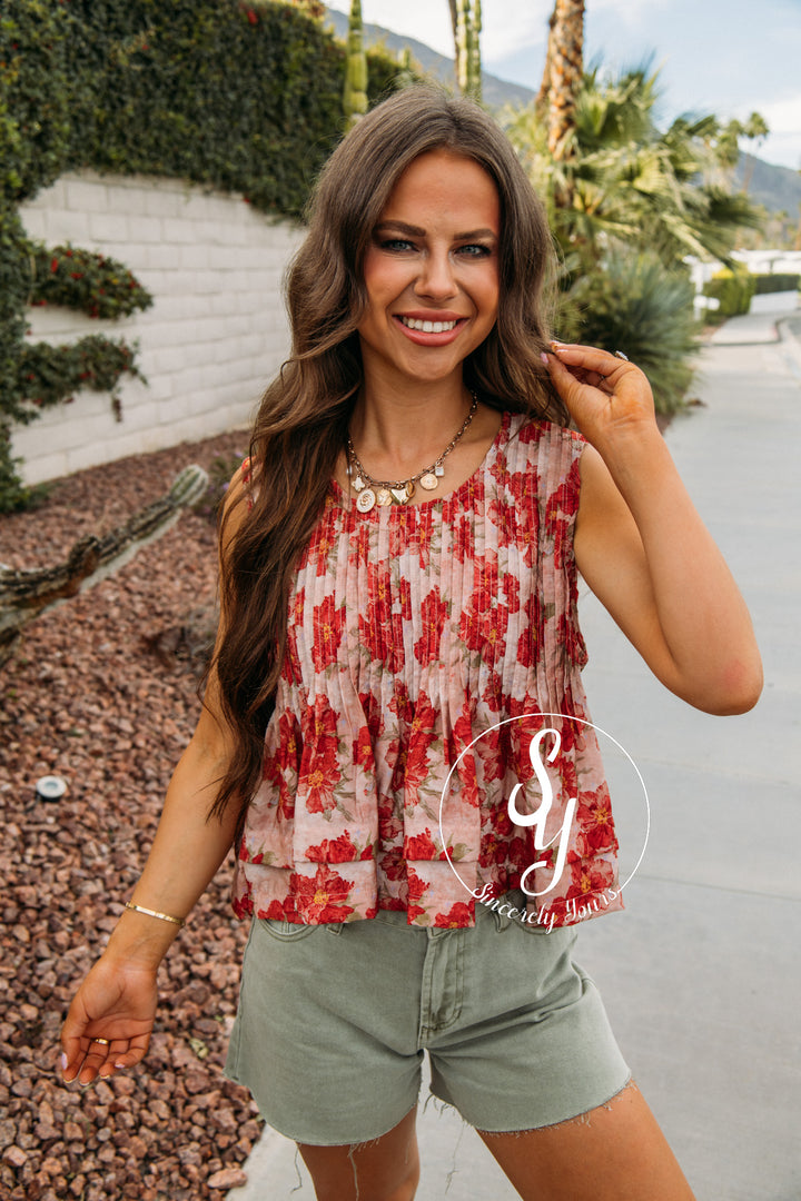 Floral Statement Tank - Pink Multi