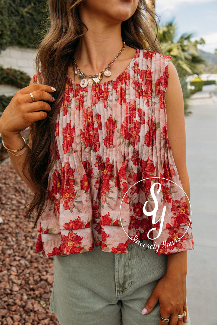 Floral Statement Tank - Pink Multi