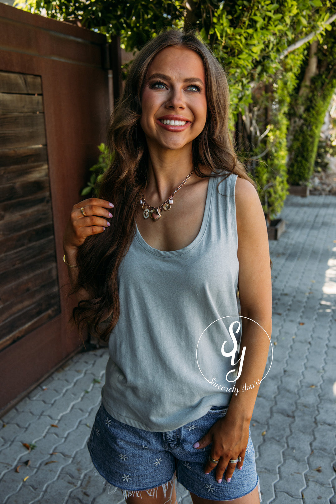 Barefoot Dreams: Linen Cotton Racerback Tank - Wave