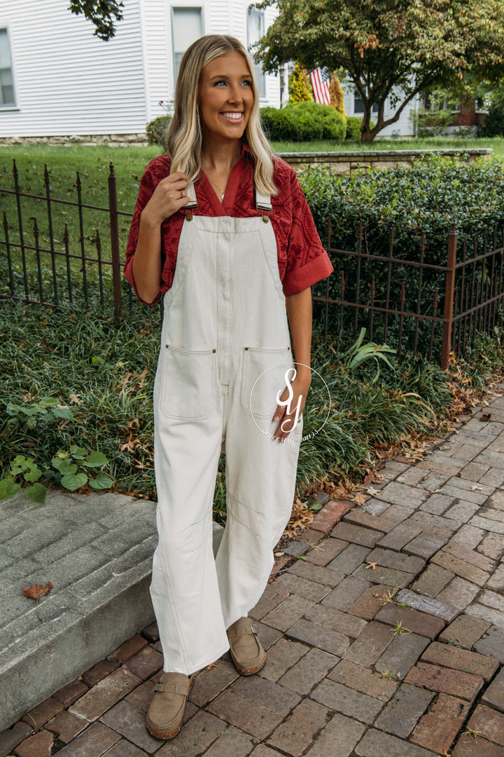 Over The Moon Overalls - Cream