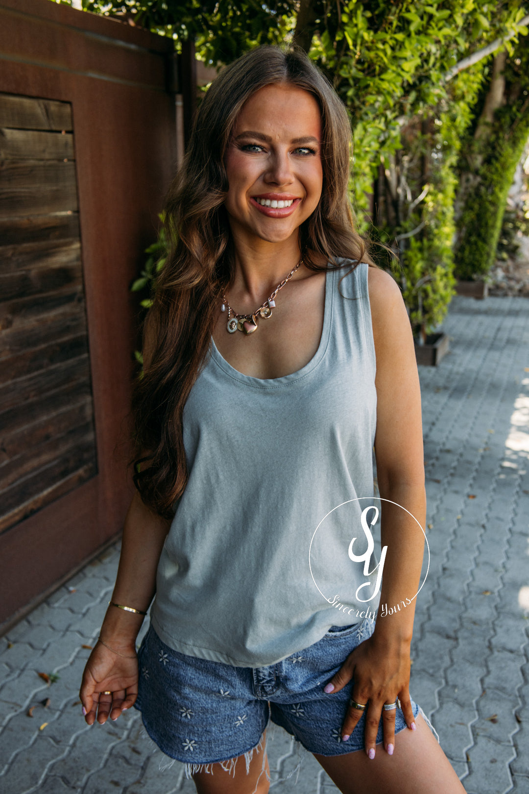 Barefoot Dreams: Linen Cotton Racerback Tank - Wave