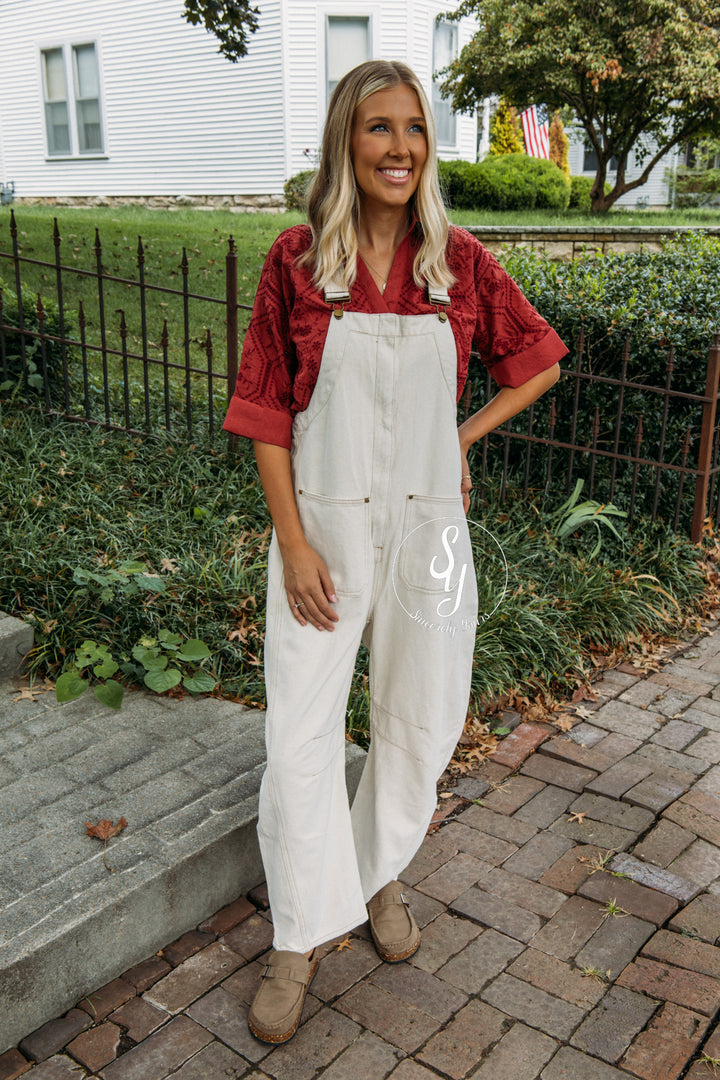 Over The Moon Overalls - Cream