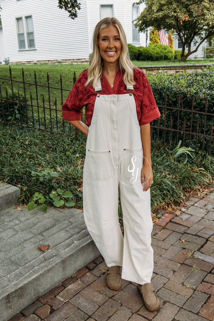 Over The Moon Overalls - Cream