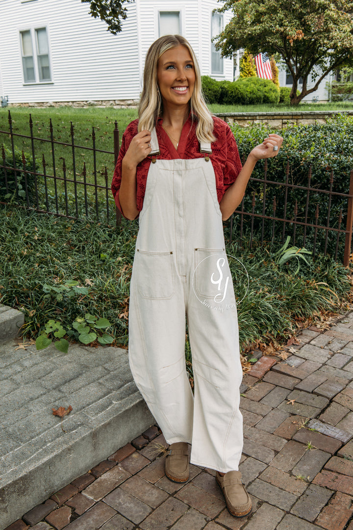 Over The Moon Overalls - Cream