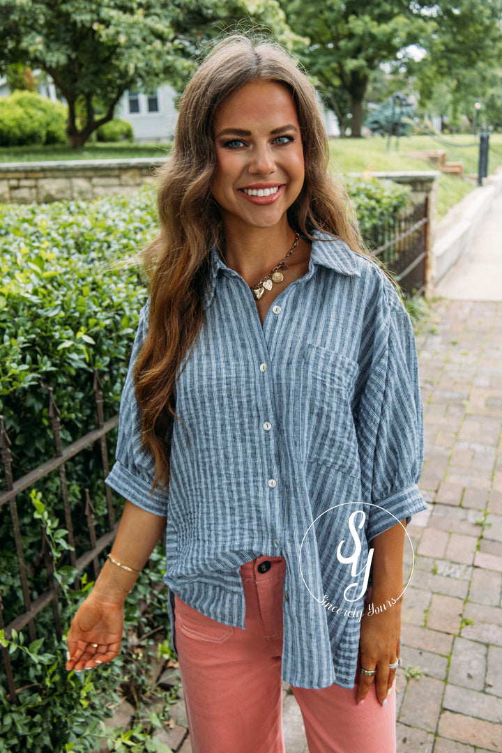 Laid Back Stripe Top - Navy