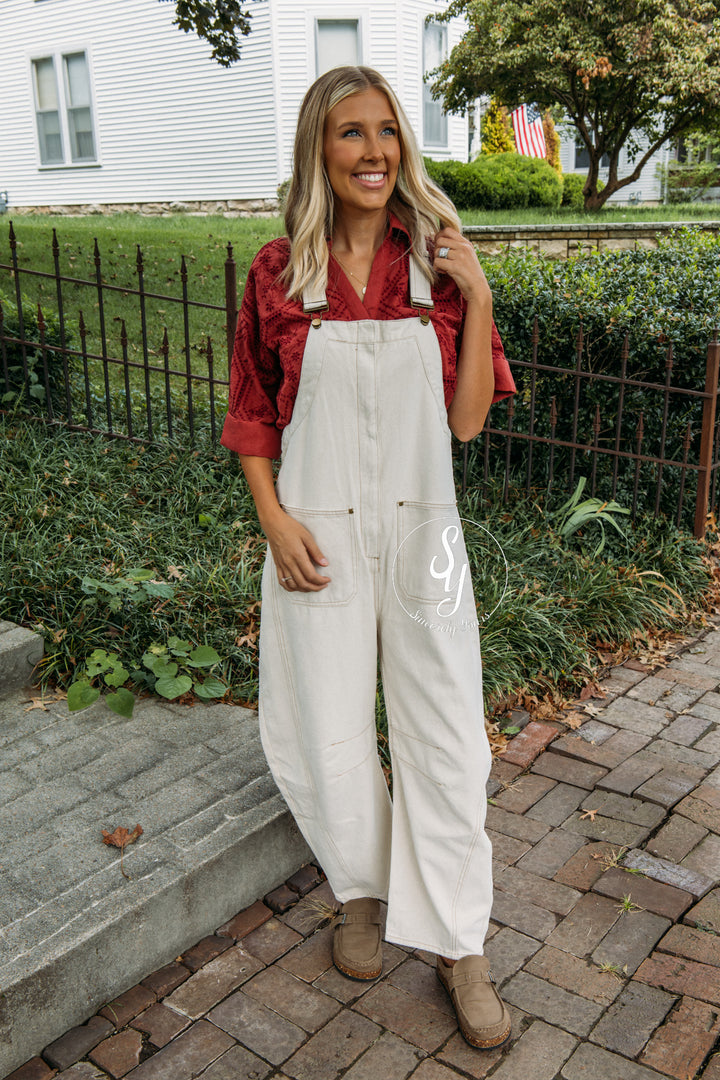 Over The Moon Overalls - Cream