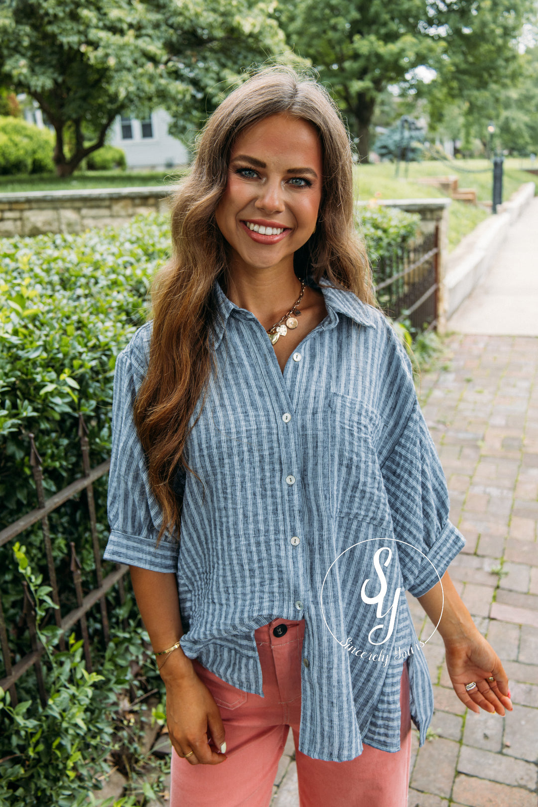 Laid Back Stripe Top - Navy