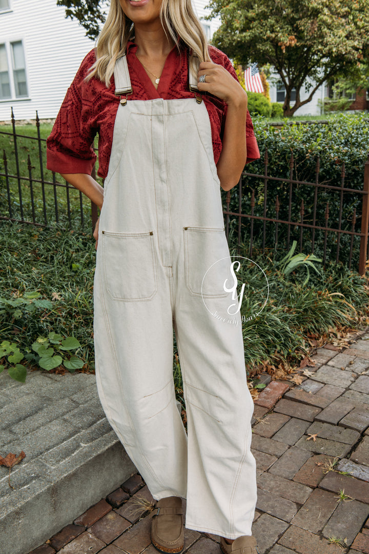 Over The Moon Overalls - Cream