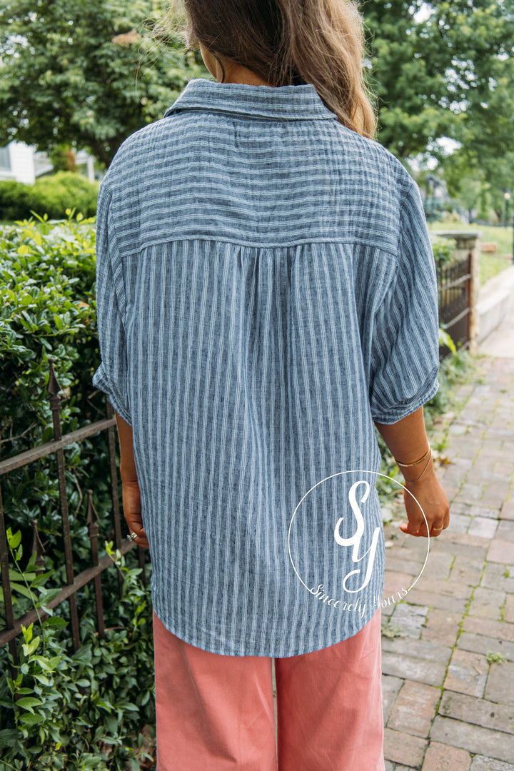 Laid Back Stripe Top - Navy