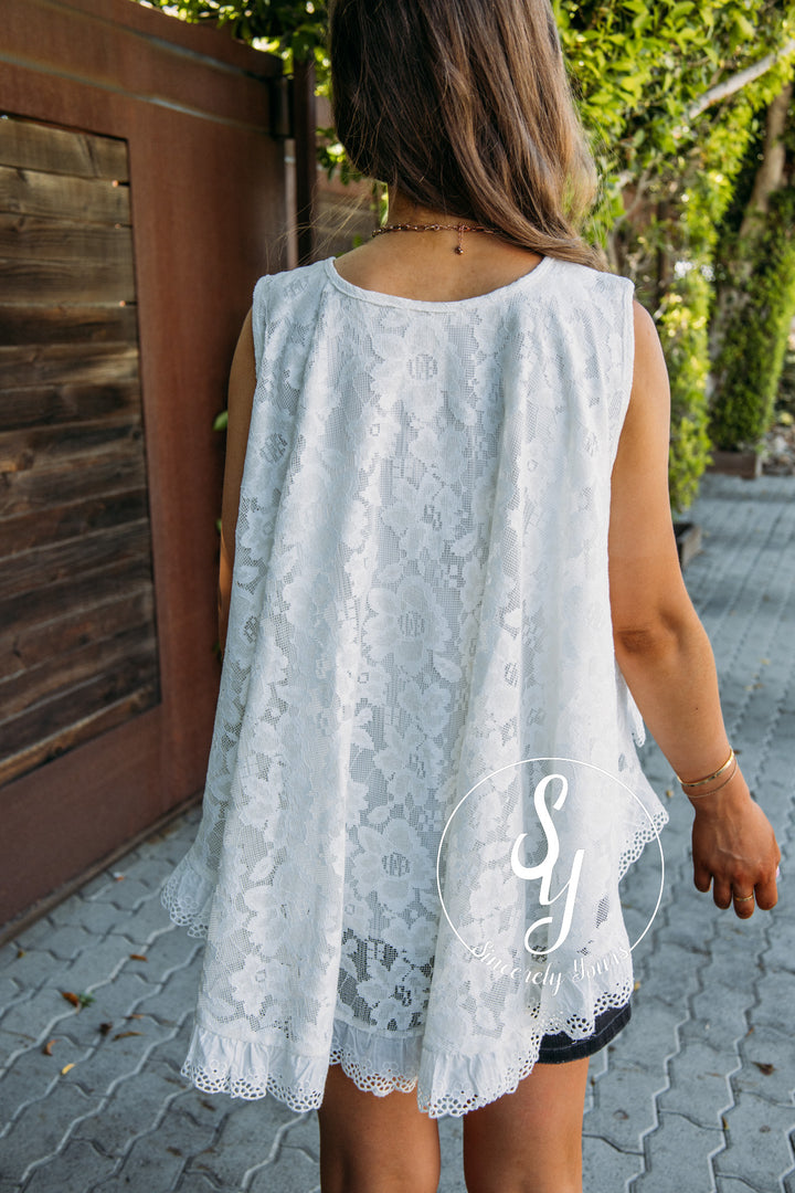 Frills Full Of Lace Tank - White