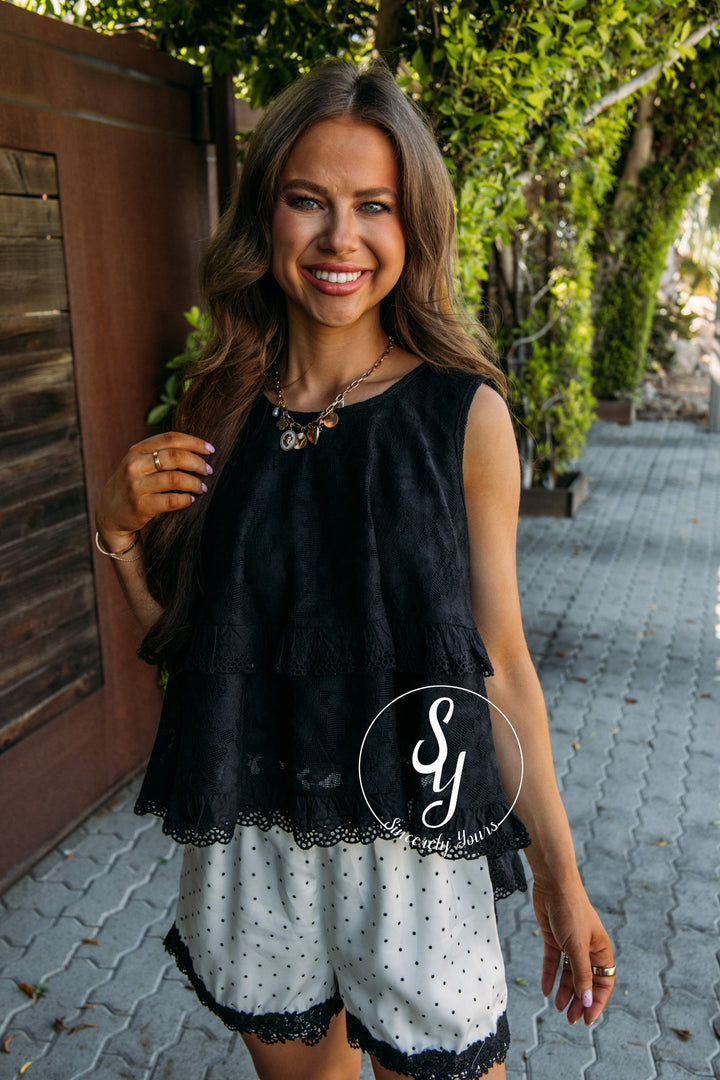 Frills Full Of Lace Tank - Black