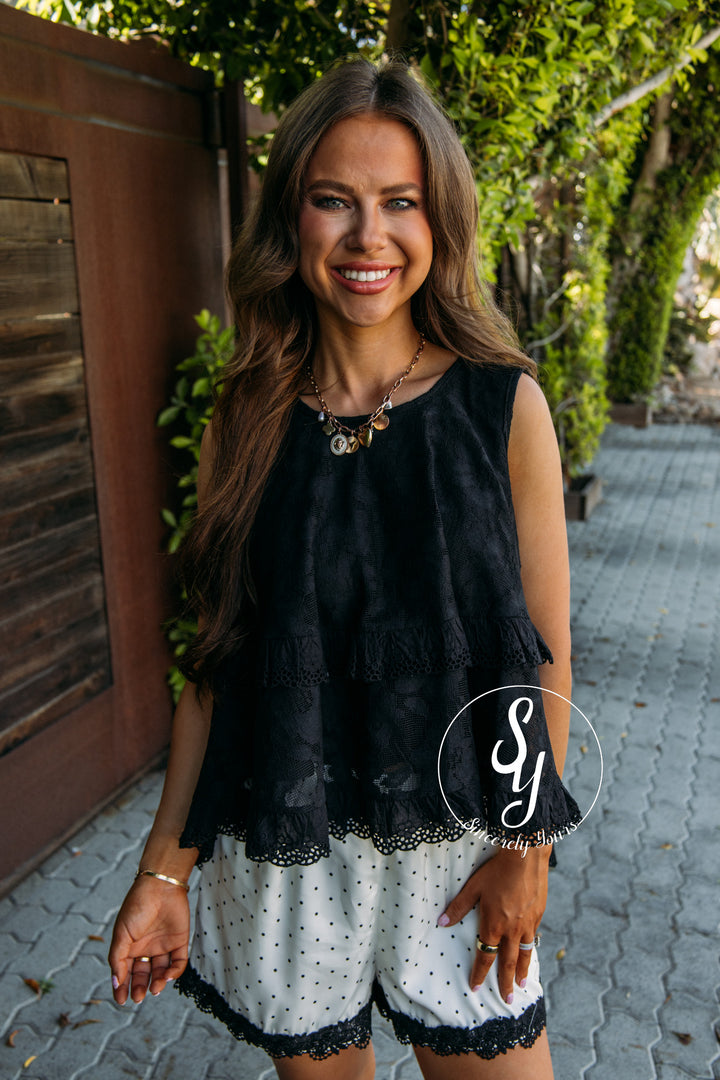 Frills Full Of Lace Tank - Black