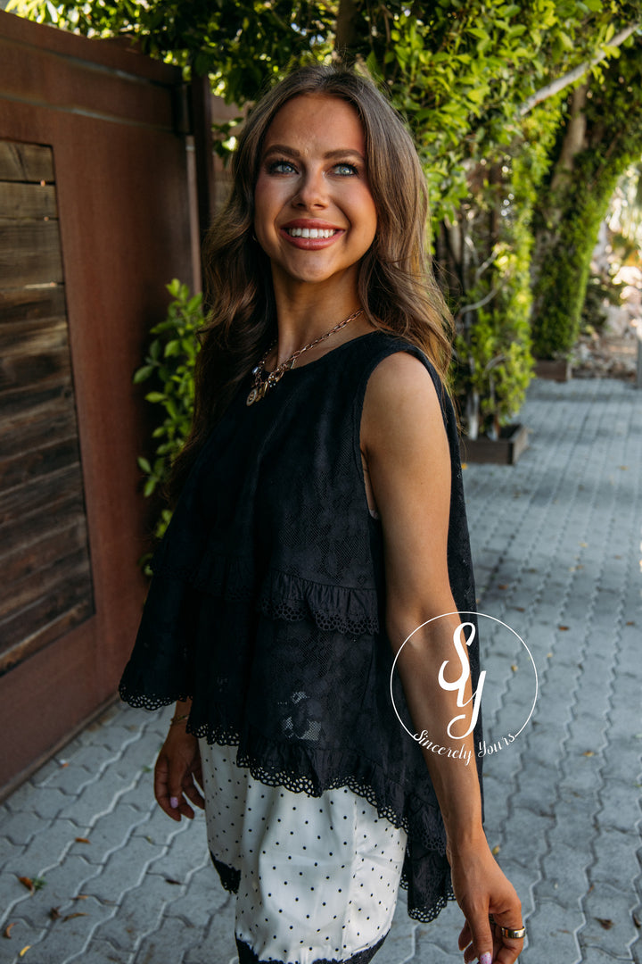 Frills Full Of Lace Tank - Black