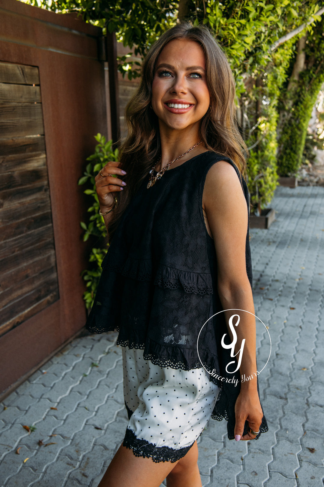 Frills Full Of Lace Tank - Black