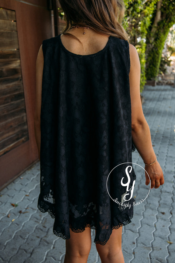 Frills Full Of Lace Tank - Black
