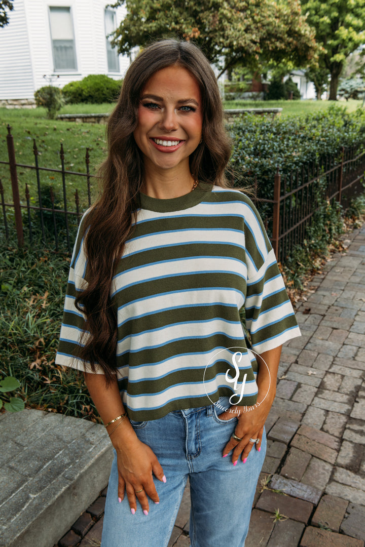 Outpost Striped Top - Olive
