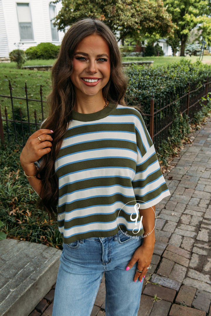 Outpost Striped Top - Olive