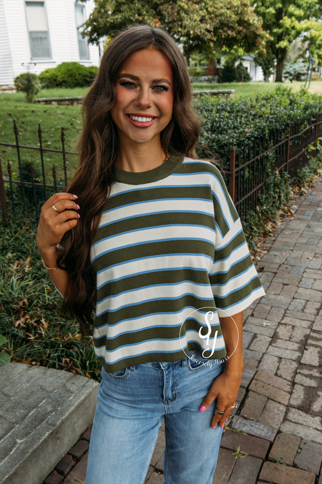 Outpost Striped Top - Olive