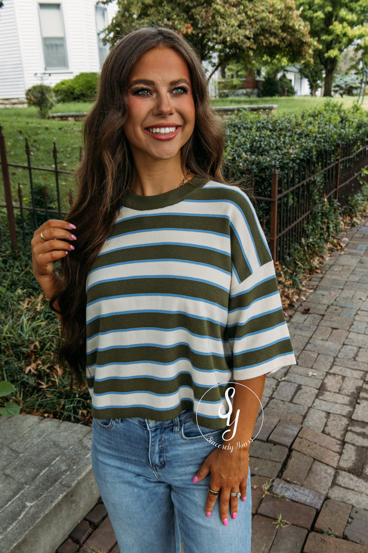 Outpost Striped Top - Olive
