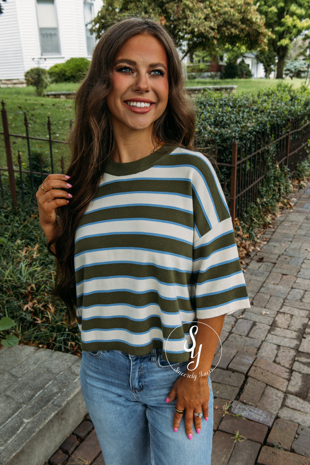 Outpost Striped Top - Olive
