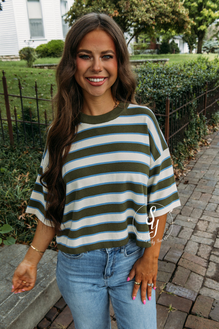 Outpost Striped Top - Olive